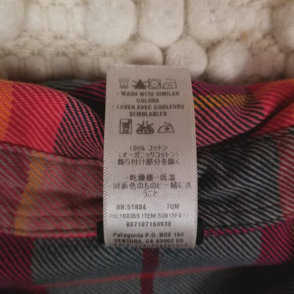 Patagonia Women's Long-Sleeved Fjord Flannel Shirt Red Gray Plaid Sz 4 - Picture 8 of 8